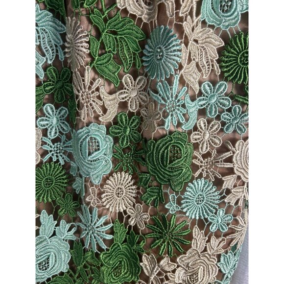 Anthropologie Sz 2 Dress Emerald Green Applique Floral Sleeveless Midi Dress - Picture 10 of 10